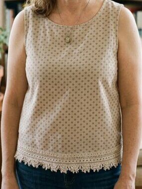 Vanessa Alexandra Women's Polka Dot Tank Top Size L Sleeveless Made in Italy